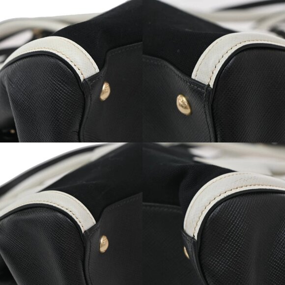 PRADA Logo Bicolor 2Way Shoulder Hand Bag Canvas Leather Black White GHW 76EF513 - Picture 7 of 16